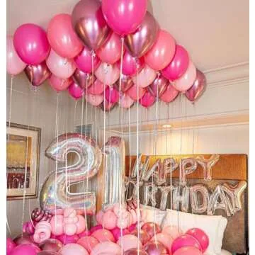 Pink Balloons Metallic Pink Balloon, 50Pcs 12Inch Hot Pink Chrome Pink Latex Balloons Baby Pink Balloons and Dark Magenta Pink Balloons for Birthday Baby Shower Princess Party Decorations