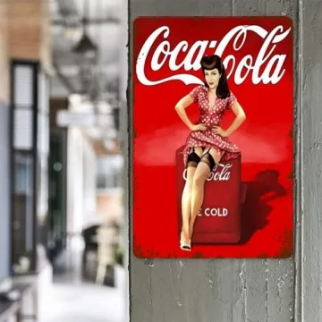 Coca Cola Vintage Pinup Girl Metal Tin Sign Decor