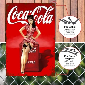 Coca Cola Vintage Pinup Girl Metal Tin Sign Decor