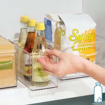 Idesign Linus Bpa-Free Plastic Stackable Organizer Storage Bin With Handles For Kitchen, Pantry, Bathroom, Small,10” X 4” X 5”