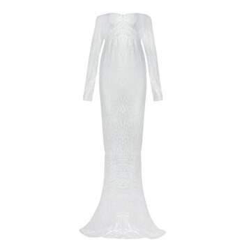 Pregnant Women Mermaid Long Maxi Off Shoulder Gown Photography Photo Shoot Maternity V Neck Lace Dre...