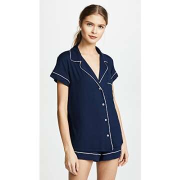 Eberjey womens Gisele Short Pj Pajama Set, Navy/Ivory, Small US