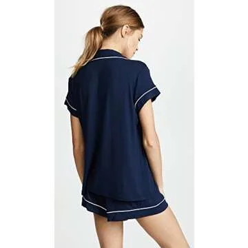 Eberjey womens Gisele Short Pj Pajama Set, Navy/Ivory, Small US