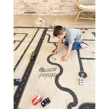 PlayTape Road Tape - 30ft Roll + Curves for Toy Cars