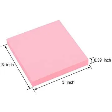ZCZN 400 Sheets Pop-up Sticky Notes, 3 x 3 Inches, 4 Pads Bright Color Self-Stick Notes, 100 Sheets/Pad, Pink