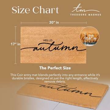 THEODORE MAGNUS Fall Door Mat – Coir Doormat for Outdoor Entrance, Durable Welcome Mat with Non-Slip Backing, Perfect for Front Door and Entryway - Outdoor/Indoor - Hello Autumn