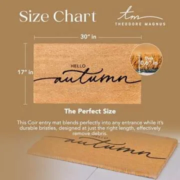 THEODORE MAGNUS Fall Door Mat – Coir Doormat for Outdoor Entrance, Durable Welcome Mat with Non-Slip Backing, Perfect for Front Door and Entryway - Outdoor/Indoor - Hello Autumn
