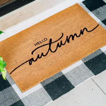 THEODORE MAGNUS Fall Door Mat – Coir Doormat for Outdoor Entrance, Durable Welcome Mat with Non-Slip Backing, Perfect for Front Door and Entryway - Outdoor/Indoor - Hello Autumn