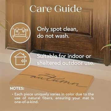 THEODORE MAGNUS Fall Door Mat – Coir Doormat for Outdoor Entrance, Durable Welcome Mat with Non-Slip Backing, Perfect for Front Door and Entryway - Outdoor/Indoor - Hello Autumn