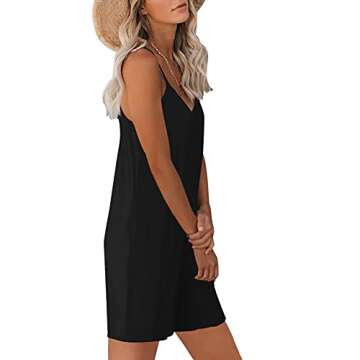 snugwind Womens Casual Sleeveless Strap Loose Adjustable Jumpsuits Stretchy Shorts Romper with Pockets XX-Large Black