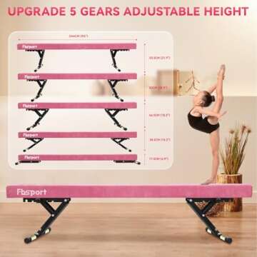 FBSPORT 8ft Adjustable Balance Beam: High and Low Floor Beam Gymnastics Equipment for Kids/Adults,Gy...