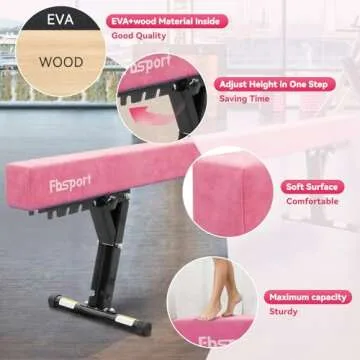 FBSPORT 8ft Adjustable Balance Beam: High and Low Floor Beam Gymnastics Equipment for Kids/Adults,Gymnastics Beam for Training,Practice, Physical Therapy and Professional Home Training with Legs