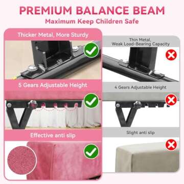 FBSPORT 8ft Adjustable Balance Beam: High and Low Floor Beam Gymnastics Equipment for Kids/Adults,Gymnastics Beam for Training,Practice, Physical Therapy and Professional Home Training with Legs