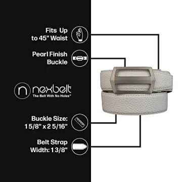 Men's Belt, Nexbelt Ratchet Leather Texture Classic Colour Winner White V.4 Golf Belt