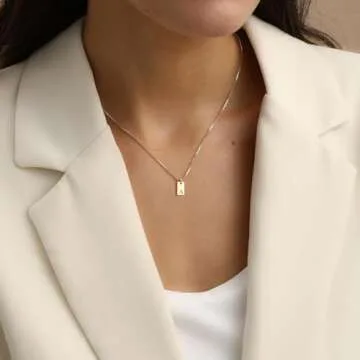Initial Necklaces for Women 14K Gold Plated Letter Necklace Dainty Gold Name Necklace Personalized I...