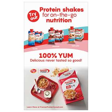 Post Premier Protein Chocolate Almond Cereal, Chocolatey Protein Cereal Flakes with Sliced Almonds, ...