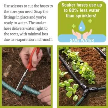 Gardener's Supply Company Snip-n-Drip Irrigation Kit | Outdoor Customizable Self-Watering Sprinkler Soaker Hose System | Supplys 4 25 Foot Garden Rows