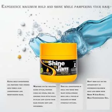 Shine N Jam Conditioning Gel Extra Hold 4 Ounce with Bonus two packs of patches - Styling and Care Set