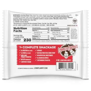 Lenny & Larry's Vegan Complete Cookie, Double Chocolate Snack