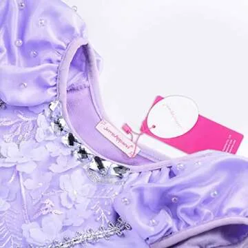 JerrisApparel Girls Princess Costume Floor Length Christmas Party Dress up (5, Lilac with Accessories)