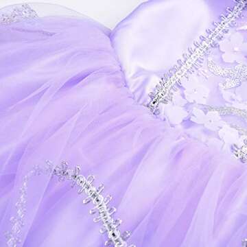 JerrisApparel Girls Princess Costume Floor Length Christmas Party Dress up (5, Lilac with Accessories)