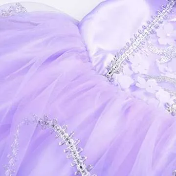 JerrisApparel Girls Princess Costume Floor Length Christmas Party Dress up (5, Lilac with Accessories)