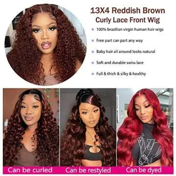 Siyun Show Reddish Brown Deep Wave Lace Front Wig 28 inch