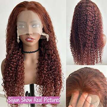 Siyun Show 13x4 Reddish Brown Deep Wave Lace Front Wigs Human Hair Wigs for Black Women 28 Inch