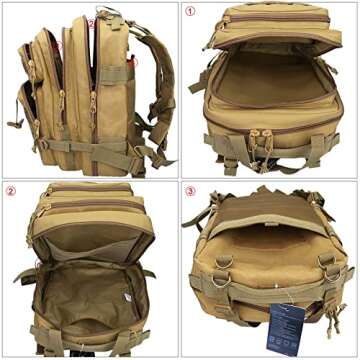 G4Free Tactical Shoulder Backpack Military Survival Pack Army Molle Bug Out Bag Surplus Backpack 35L