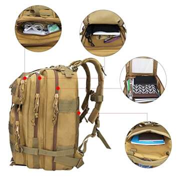 G4Free Tactical Shoulder Backpack Military Survival Pack Army Molle Bug Out Bag Surplus Backpack 35L