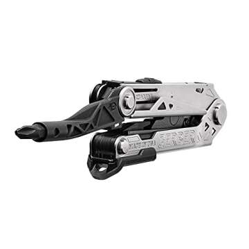 Gerber Gear Center-Drive Multitool - Includes 3.25” Outboard Knife, Pliers, Pry Bar, Bottle Opener & Awl - Comes with Bit Set & Sheath - Silver & Black