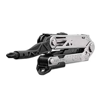 Gerber Gear Center-Drive Multitool - Includes 3.25” Outboard Knife, Pliers, Pry Bar, Bottle Opener & Awl - Comes with Bit Set & Sheath - Silver & Black