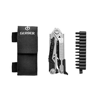 Gerber Gear Center-Drive Multitool - Includes 3.25” Outboard Knife, Pliers, Pry Bar, Bottle Opener & Awl - Comes with Bit Set & Sheath - Silver & Black