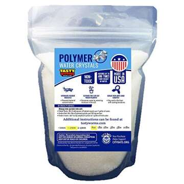 Tasty Worms Nutrition 8 Ounce Hydrogel Crystals Water Absorbing Super Polymer Resealable Bag (Medium 1-2mm) Made in USA