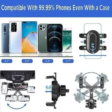 POWDAPTE Rear View Mirror Phone Holder with 360° Rotation and Stability