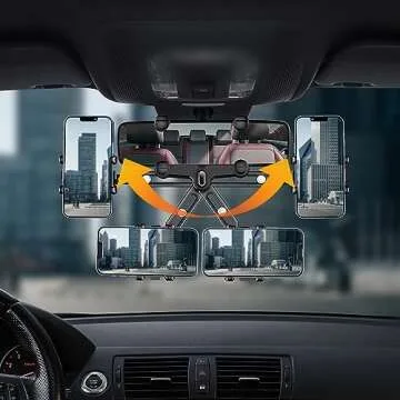 POWDAPTE Adjustable Rear View Mirror Phone Holder for Car