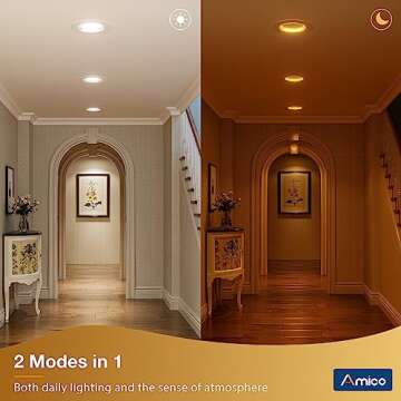 Amico 12 Pack 6 inch 5CCT LED Recessed Lighting with Night Light