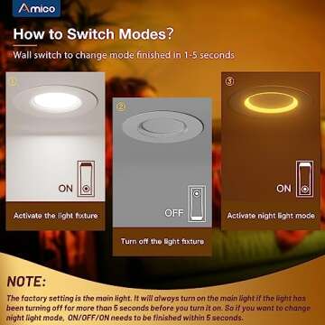 Amico 12 Pack LED Recessed Lights with Night Light