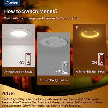 Amico 12 Pack LED Recessed Lights with Night Light