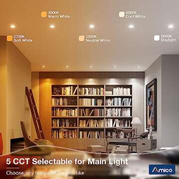 Amico 12 Pack LED Recessed Lights with Night Light