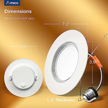 Amico 12 Pack LED Recessed Lights with Night Light