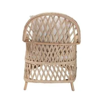 Bali & Pari Florence Braided Rattan Arm Chair Ivory for Elegant Decor