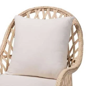 Bali & Pari Florence Braided Rattan Arm Chair Ivory for Elegant Decor