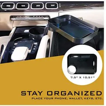 2CUPS Car Cup Holder Expander and Attachable Tray, Fits Yeti/Hydroflasks/Nalgene 16-40 oz. Dual Cup Holder with Adjustable Swivel Tray. Organizer Table for car, Truck, Automotive