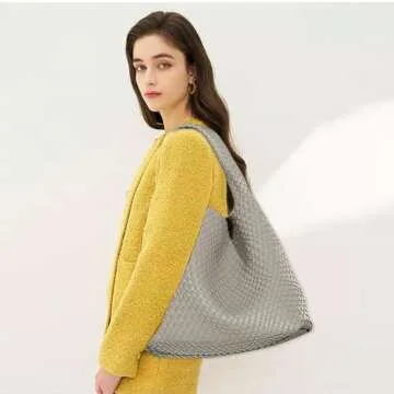 Chic Vegan Leather Hand-Woven Tote Bag for Women