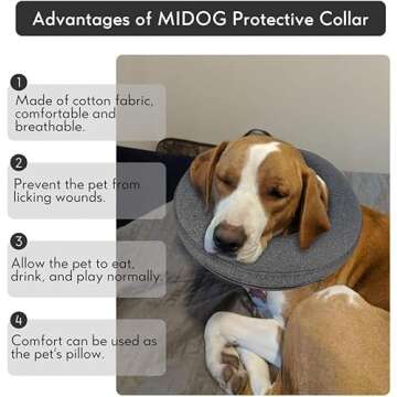 MIDOG Dog Cone Collar, Inflatable Dog Neck Donut Collar Alternative After Surgery, Soft Protective R...