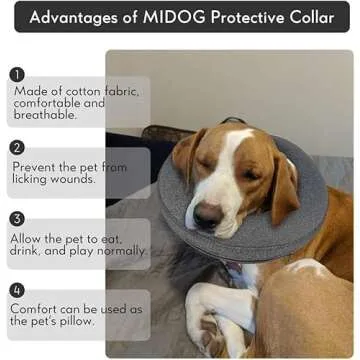 MIDOG Dog Cone Collar, Inflatable Dog Neck Donut Collar Alternative After Surgery, Soft Protective R...