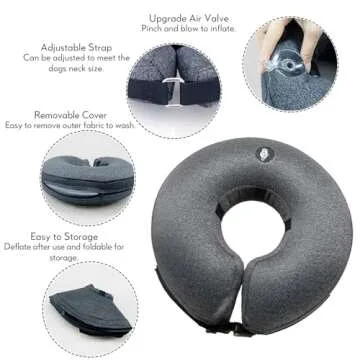 MIDOG Dog Cone Collar, Inflatable Dog Neck Donut Collar Alternative After Surgery, Soft Protective Recovery Cone for Small Medium Large Dogs and Cats Puppies - Alternative E Collar (Gray, XL)