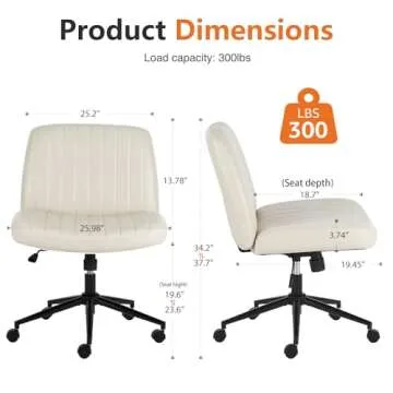 Sweetcrispy Criss Cross Office Chair with Wheels, Wide Armless Home Office Desk Chair with Dual-Purp...