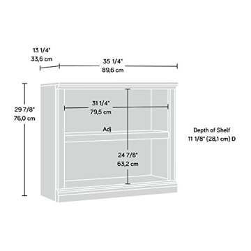 Sauder 2 Tier Book Shelf Wooden Bookcase Multipurpose Bookshelf for Home Office, Living Room, in Chalked Chestnut